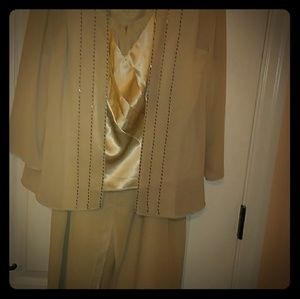 3pc Skirt Set Julian Taylor Champagne Gold Size 12